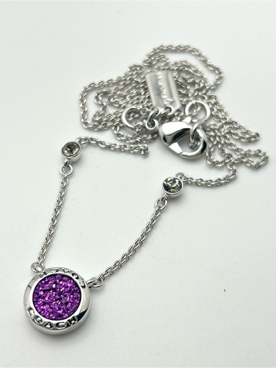 Coach Jewelry - Coach Fuchsia Glitter Pendant Necklace